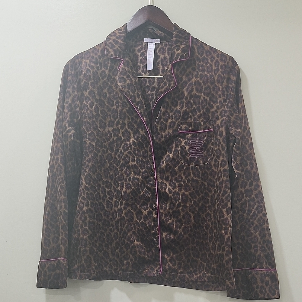 Brown and Pink Leopard Print Blazer with Velvet Texture